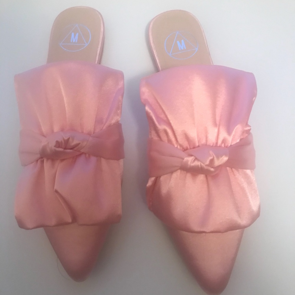 Missguided Satin Bow Pink Mule Size 29